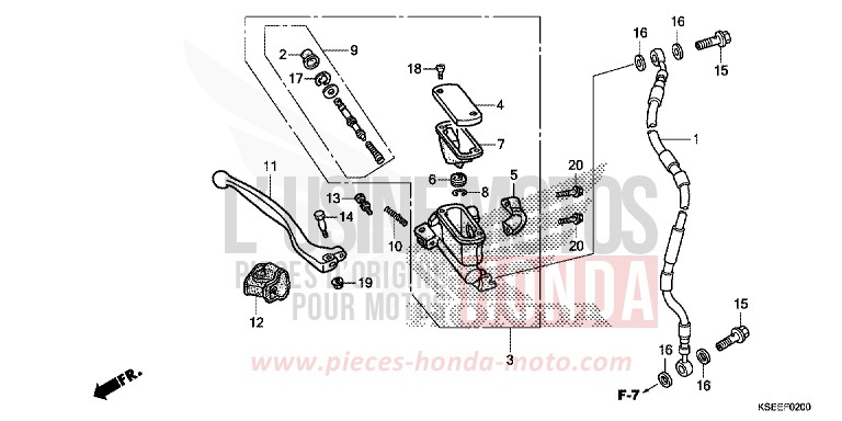 HAUPTBREMSZYLINDER, VORNE ZYLINDER von CRF150R "Big Wheels" EXTREME RED (R292) von 2018
